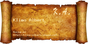 Klimo Albert névjegykártya